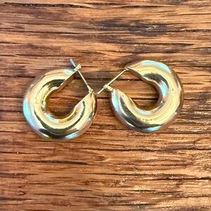 Anthropologie Shiny Gold Hoop Earrings